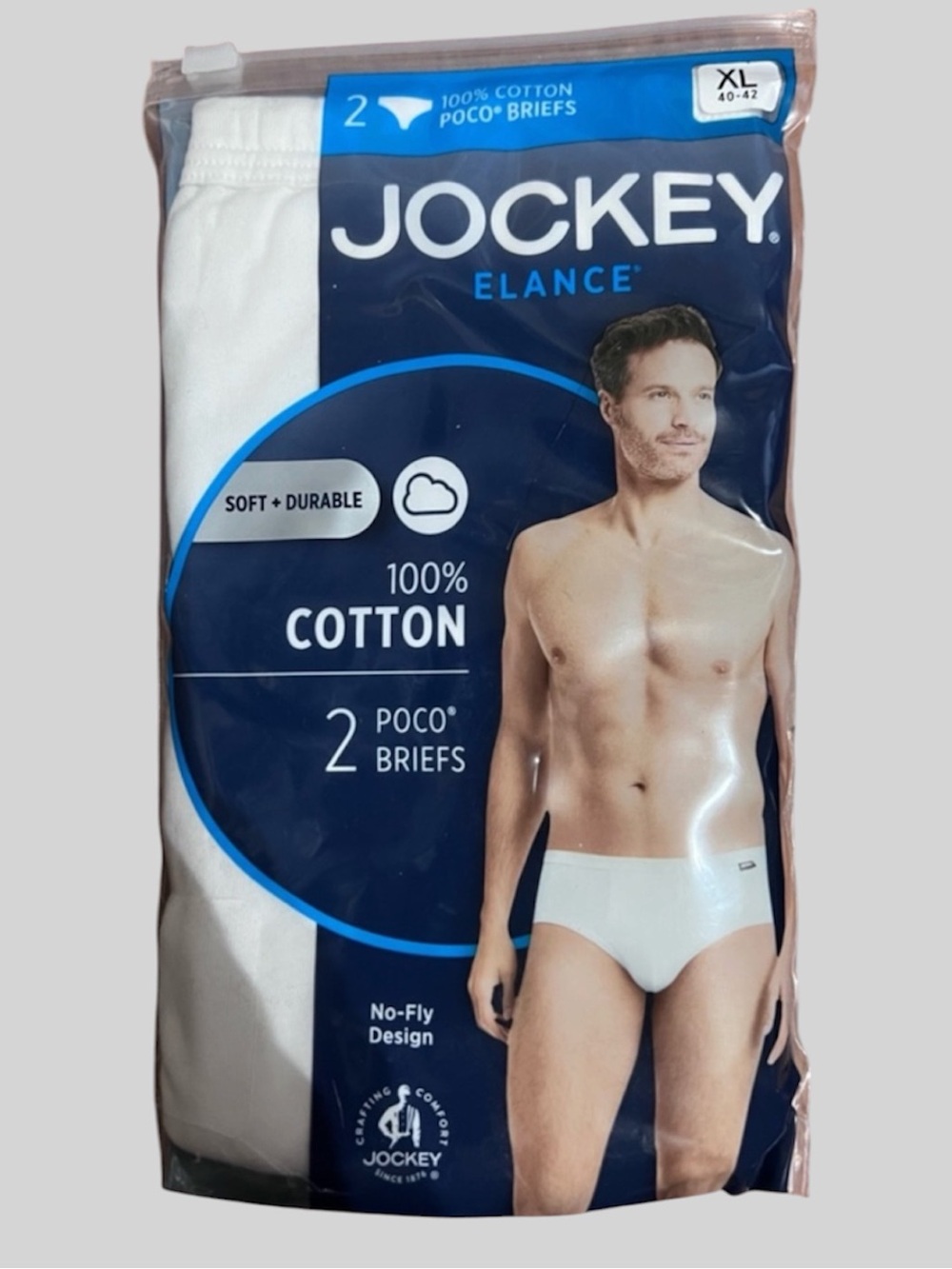 Jockey Elance Men's White Cotton Briefs - 2 Pack
